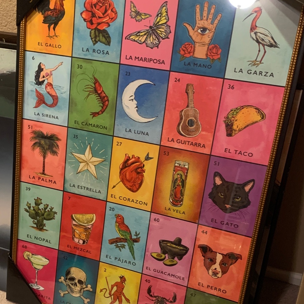 LAST PIECE- LARGE Colorful Vintage Lotería Framed Wall Art